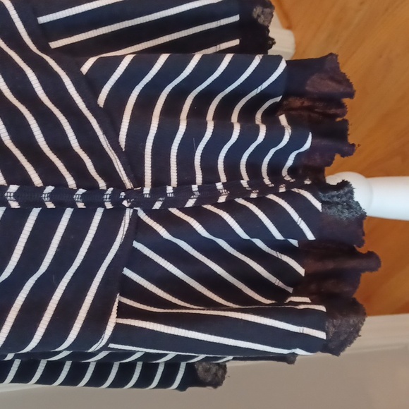 Free People Tangerine Black White Striped Oversized Peplum Top M - Picture 7 of 15